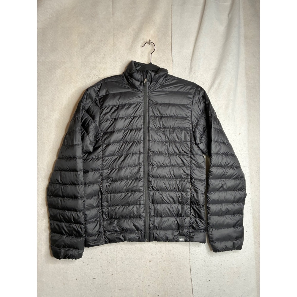 REI Co-op 650 Down Jacket Mens s Black Puffer Full Zip Quilted Coat 17475-F18
